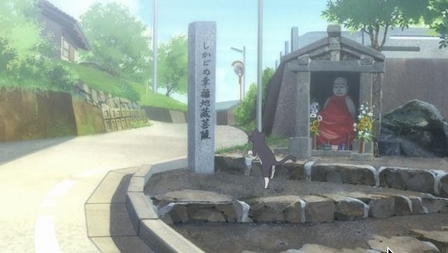 Okadome Fortune Statue in anime