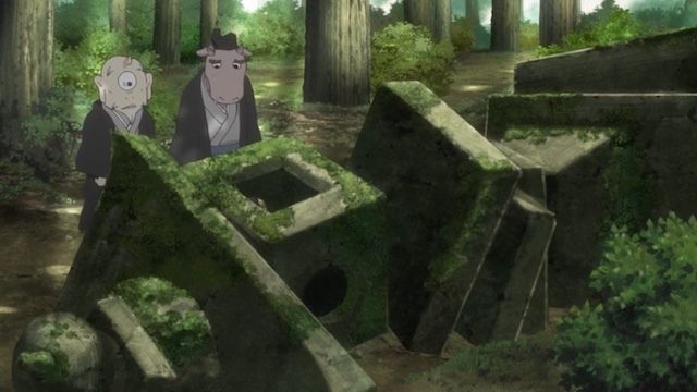 The fallen stone lantern in anime