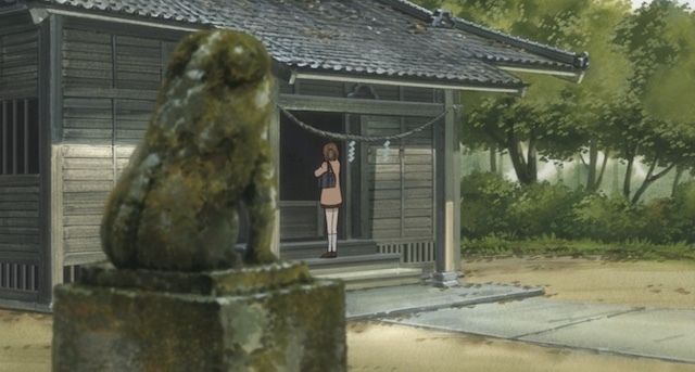 The shrine in anime
