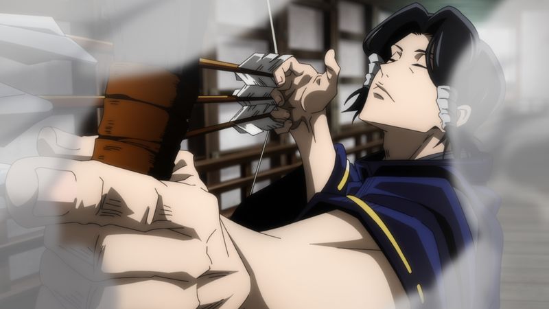 TVアニメ「呪術廻戦」第18話「賢者」先行カット　弓を使用する加茂