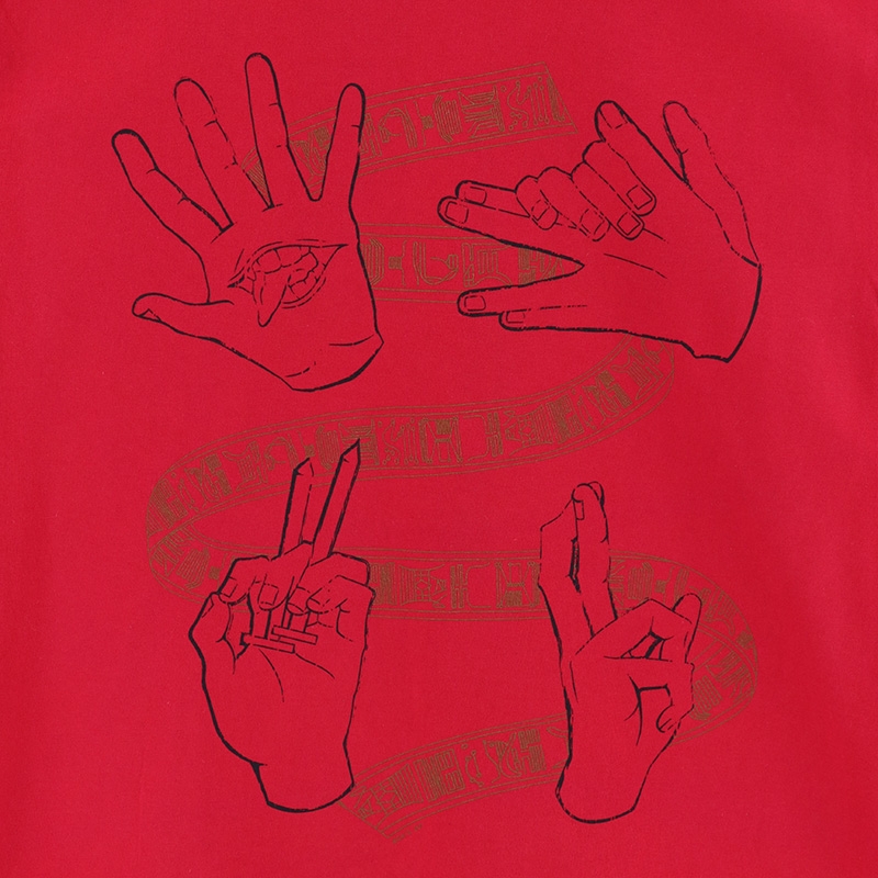 呪術廻戦 ハンドグラフィックTシャツ 赤ver フロントデザイン
