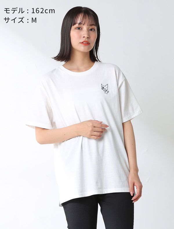 サンリオキャラTシャツ（クロミ・ハンギョドン）モデル着用　ホワイト