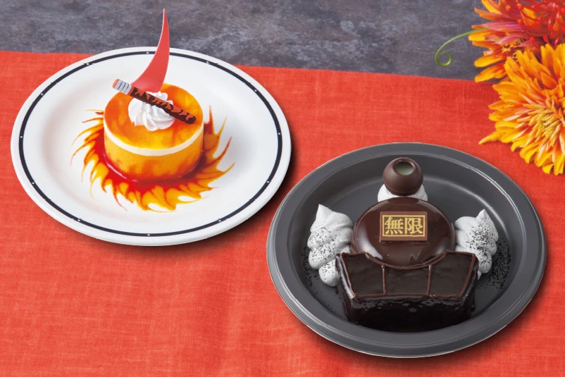 「鬼滅の刃」×「ユニバーサル・スタジオ・ジャパン」炎柱のオレンジレアチーズケーキ、闇を往く無限列車 ～カシスムース＆チョコレートケーキ～