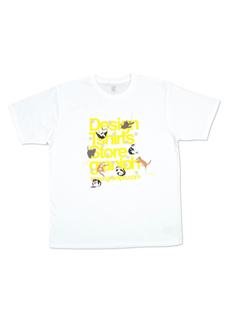 いくえみ綾先生×「Design Tshirts Store graniph(グラニフ)」Tシャツ「猫とタテロゴ」表面