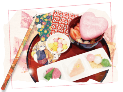 TVアニメ「ブルーピリオド」×「文房具カフェ」ユカの小さな和菓子とおしるこプレート