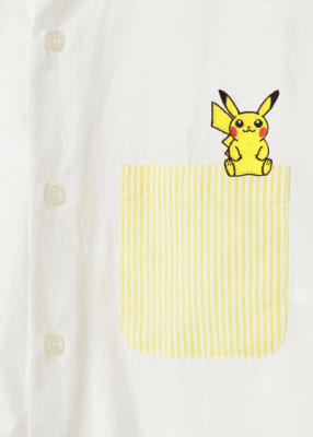 「ポケモン×グラニフ」半袖シャツ「ピカチュウ ストライプ」：拡大図