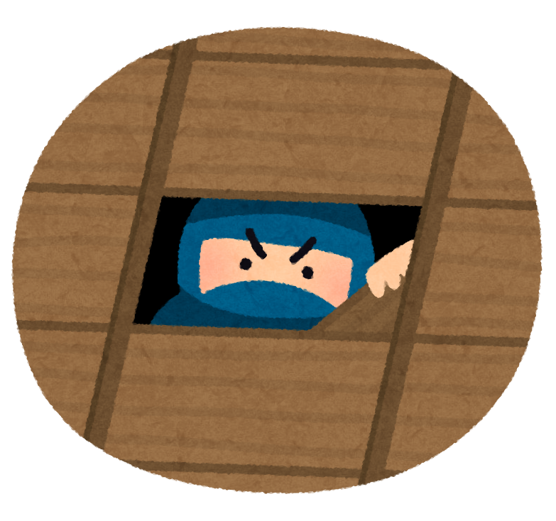 天井に隠れる忍者のイラスト：いらすとや
