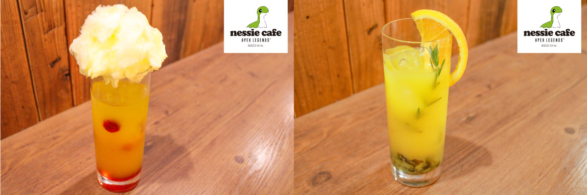 「Apex Legends -Nessie cafe-」イメージドリンク：コースティック（左）　 ミラージュ（右）