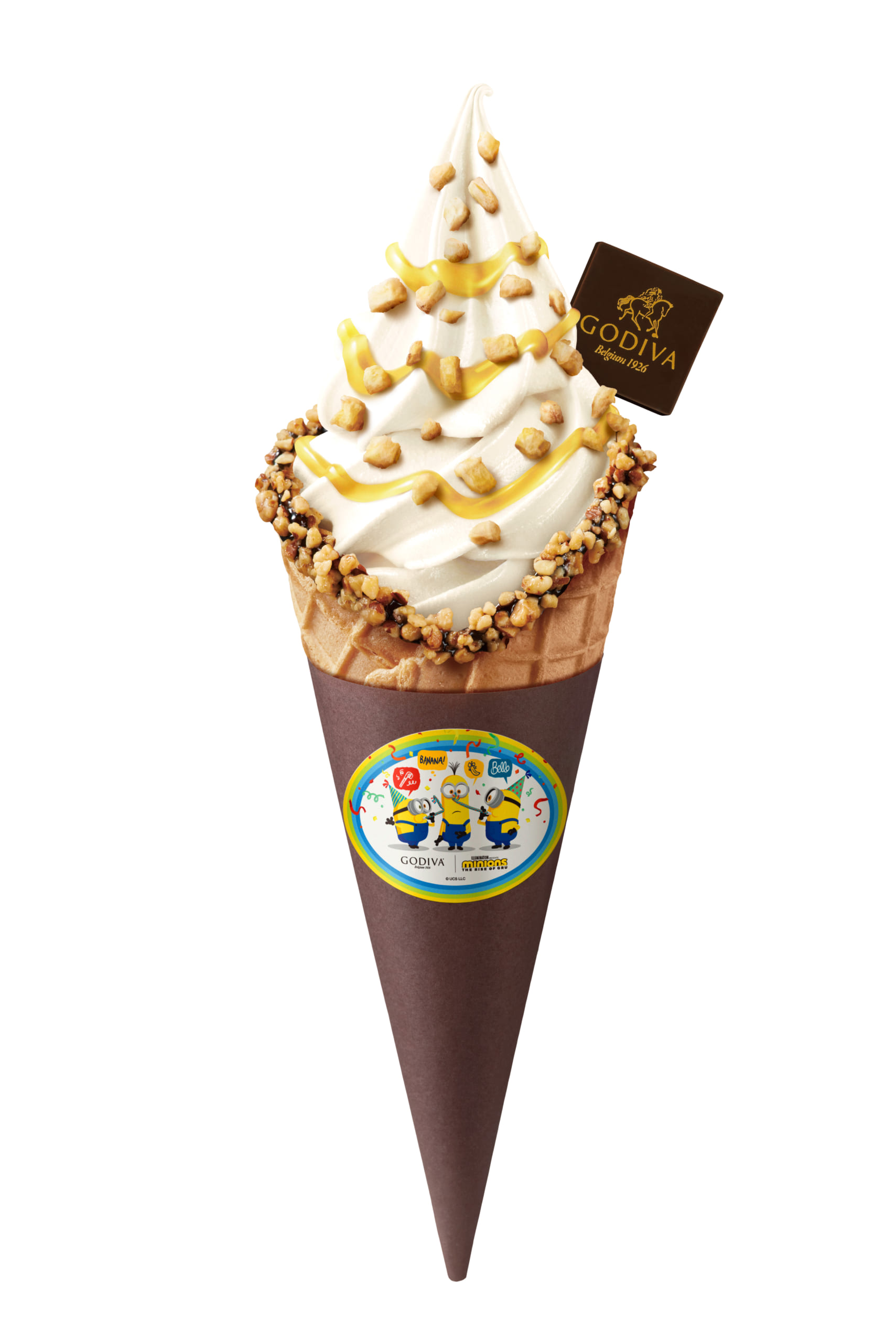 ミニオン×ゴディバ　ホワイトチョコレート ソフトクリーム チョコバナナ ワッフルコーン