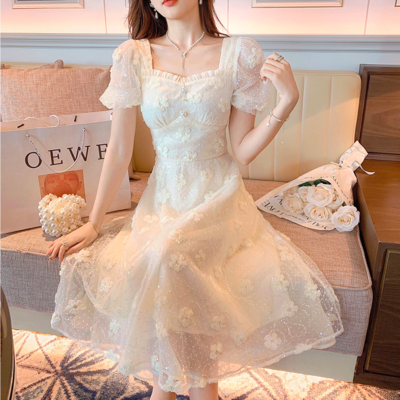 「Bouquet de Mariee/Back ribbon creamy chiffon dress【LONG】」