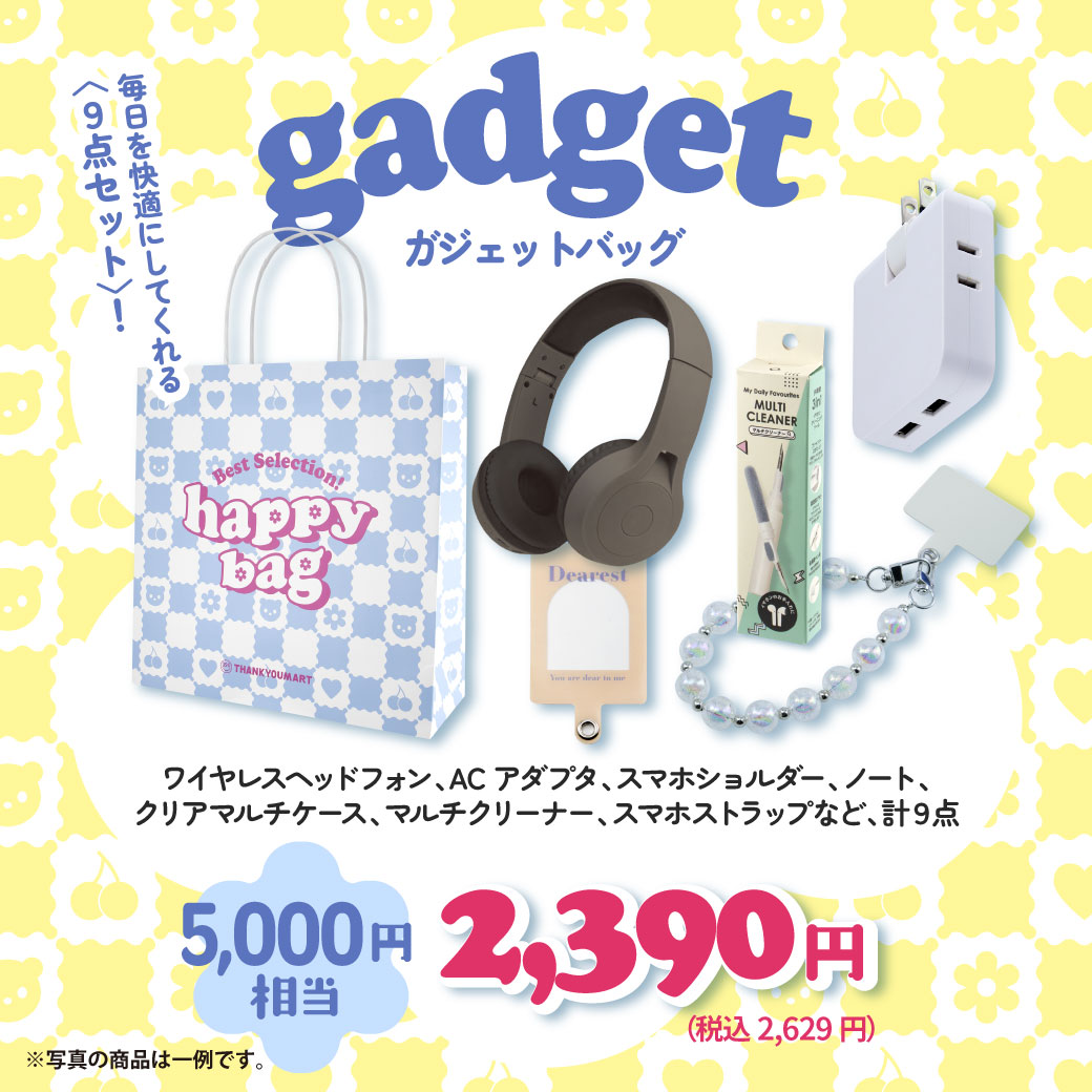 サンキューマート「HAPPY BAG 2024」ガジェットバッグ／2,390円（税込2,629円）