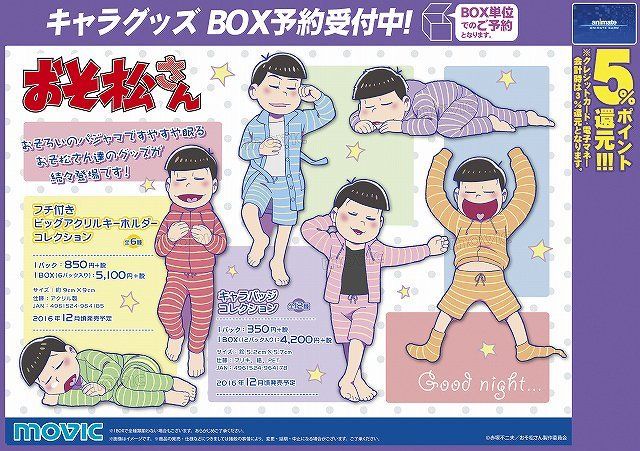 あなたの寝方は誰タイプ おそ松さん おそろいのパジャマ姿で眠るアクキー バッジコレクション にじめん